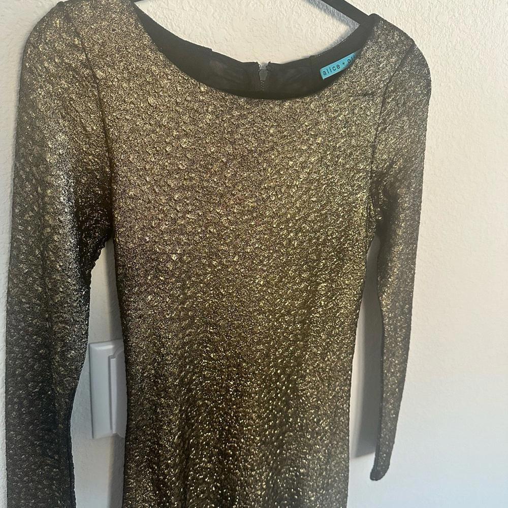 Alice + Olivia Selma Metallic Bronze Bodycon Dress Small - Picture 5 of 13